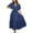 Navy Blue, variant on Short Sleeve V Neck Shirts Dress for Womens Solid Color Swing Dress Dailywear Summer Dress Navy Blue XL