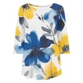 thumbnail image 5 of Yotami Womens 3/4 Length Sleeve Tops Plus Size Summer Loose T-Shirts for Vacation Floral Print Crewneck Lightweight, White XXL, 5 of 5