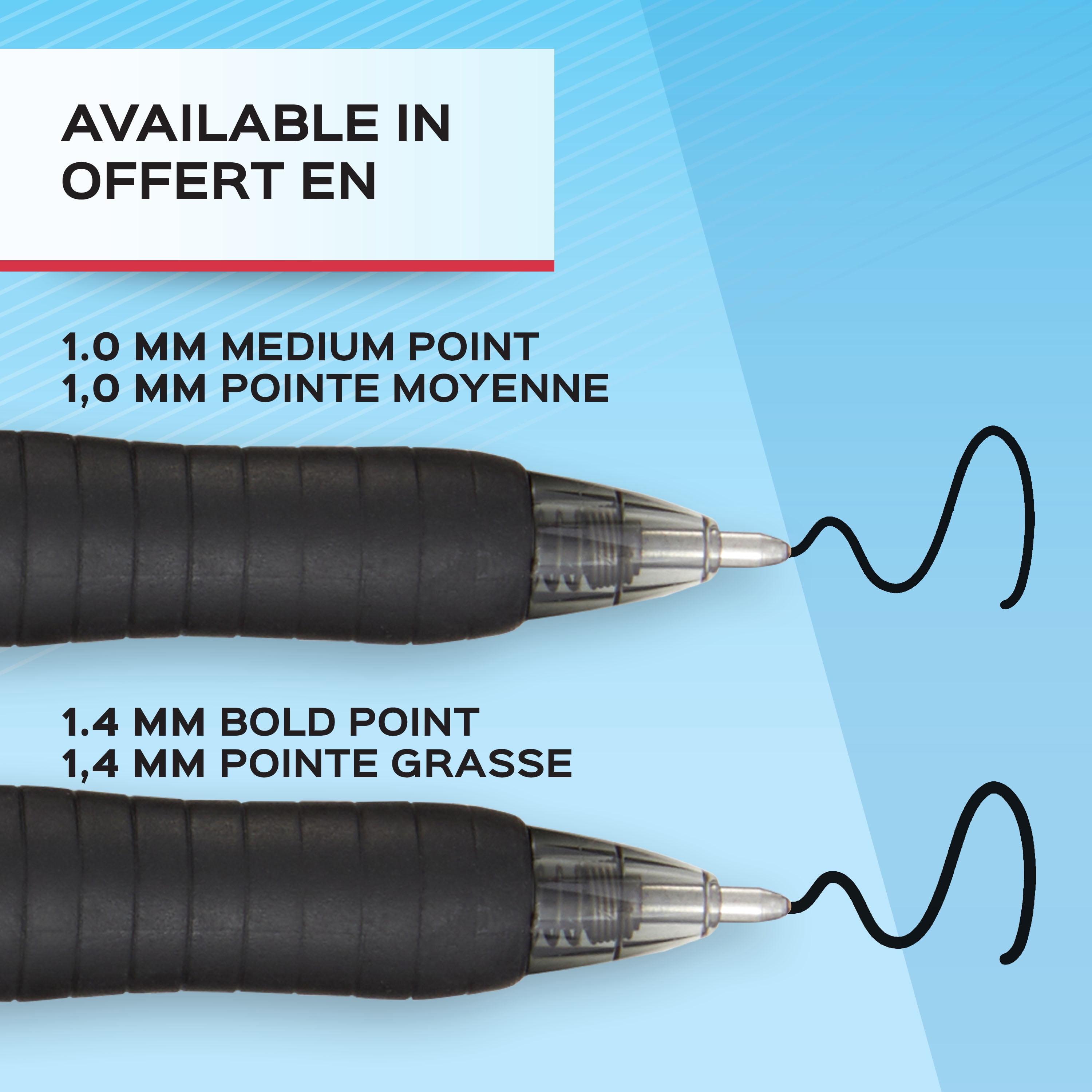 Stylos bille Paper Mate Profile, stylos rétractables, pointe moyenne (1,0 mm), noir, 8 unités