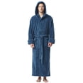 thumbnail image 2 of Arus Men's Hooded Fleece Long Robe, Ankle Length Turkish Bathrobe, Ocean, Small-Medium, 2 of 4
