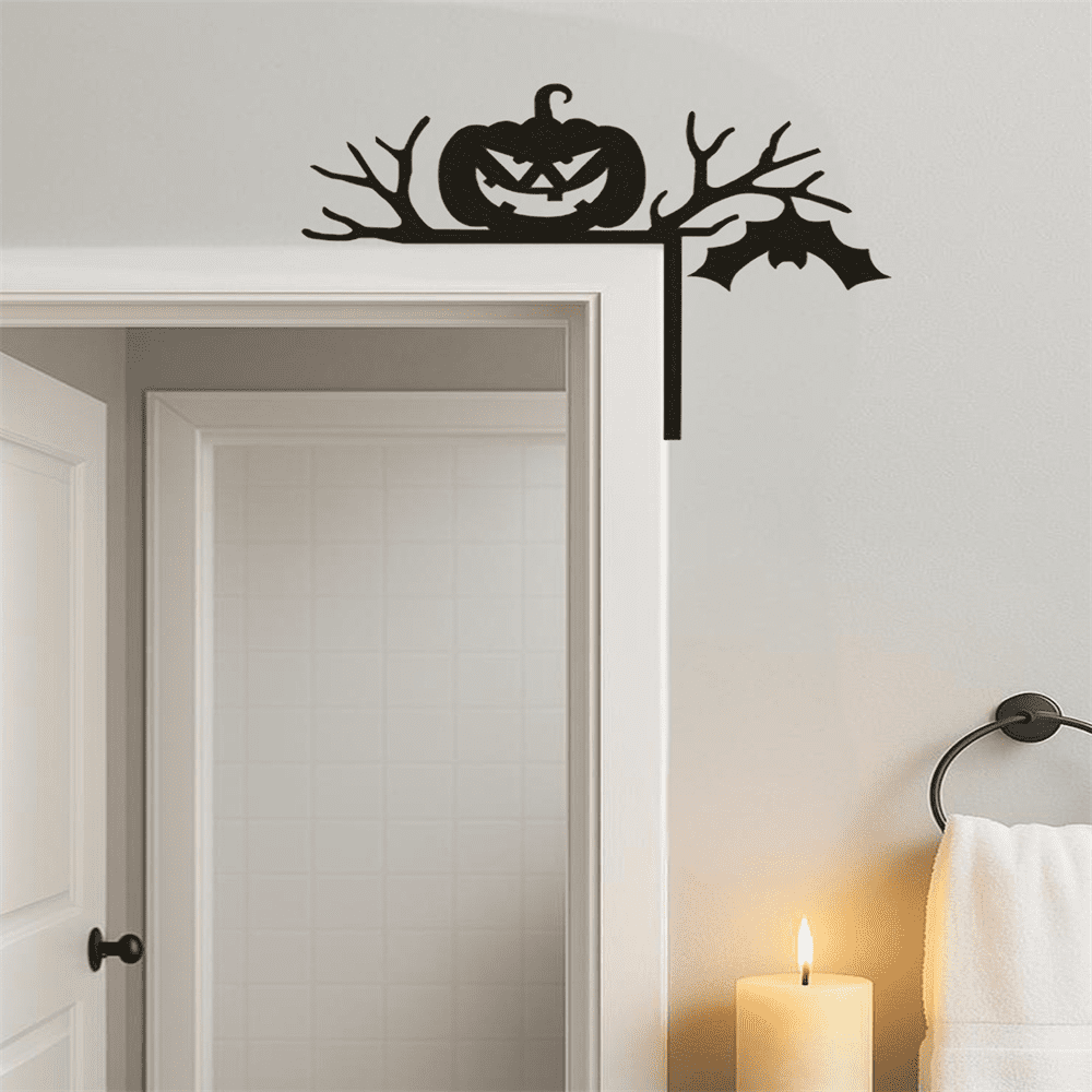 Mysterious Black Silhouette Door Decor Gothic Window Frame Iron for Halloween