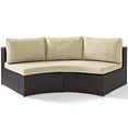 thumbnail image 3 of Pemberly Row Wicker Patio Round Sectional Sofa with Sand Cushions, 3 of 9