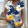 thumbnail image 4 of NTACZA Cute Tops for Women Casual Short Sleeve Tropical V‑Neck shirts for Work Hawaiian Button Front blouses for women dressy casual, 4 of 5