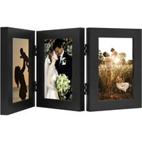 Golden State Art 3-Opening 5x7 Family Triple Hinged Collage Picture Frame, Black, 1-Pack