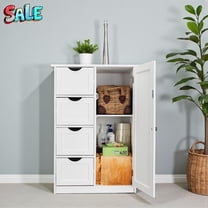 Tcbosik 22" White Bathroom Floor Cabinet with 4 Drawers, 1 Door & Adjustable Shelf, Modern Storage Organizer for Towels, Toiletries, and Home Essentials, Space-Saving