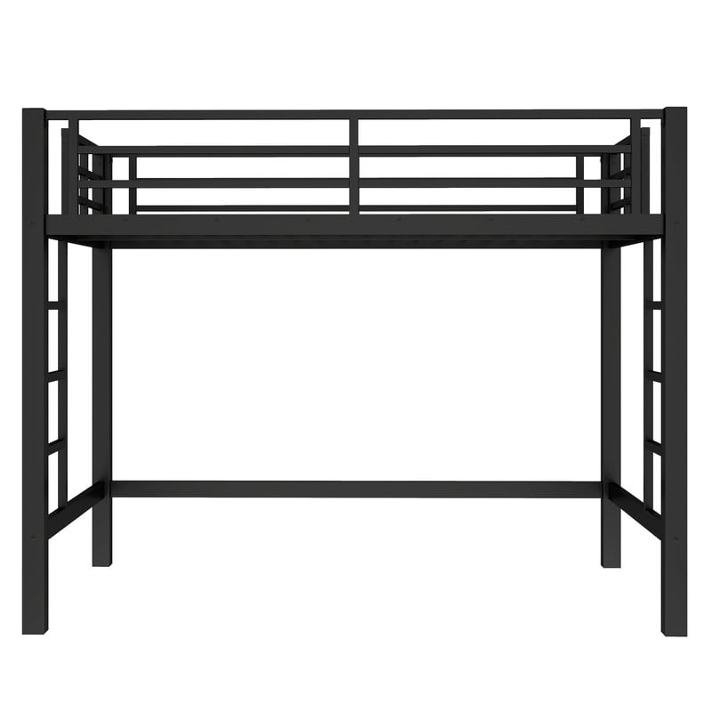 Bellemave Metal Twin Loft Bed, Heavy Duty Loft Bed Frame with 2 Build in Ladder and Full Length Guardrail, Loft Beds Twin Size with Large Under-Bed Space, Easy to Assemble-Black
