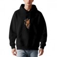 thumbnail image 2 of Men's Loose Fit Hoodie - Long Sleeve Pullover Sweatshirt with Front Pocket Abstract Brown & Gold Graphic Design, 2 of 7