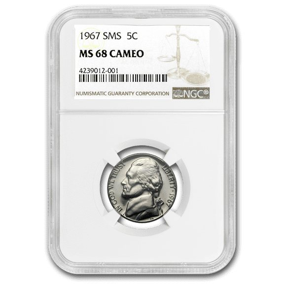 1967 Jefferson Nickel SMS MS-68 CAMEO NGC