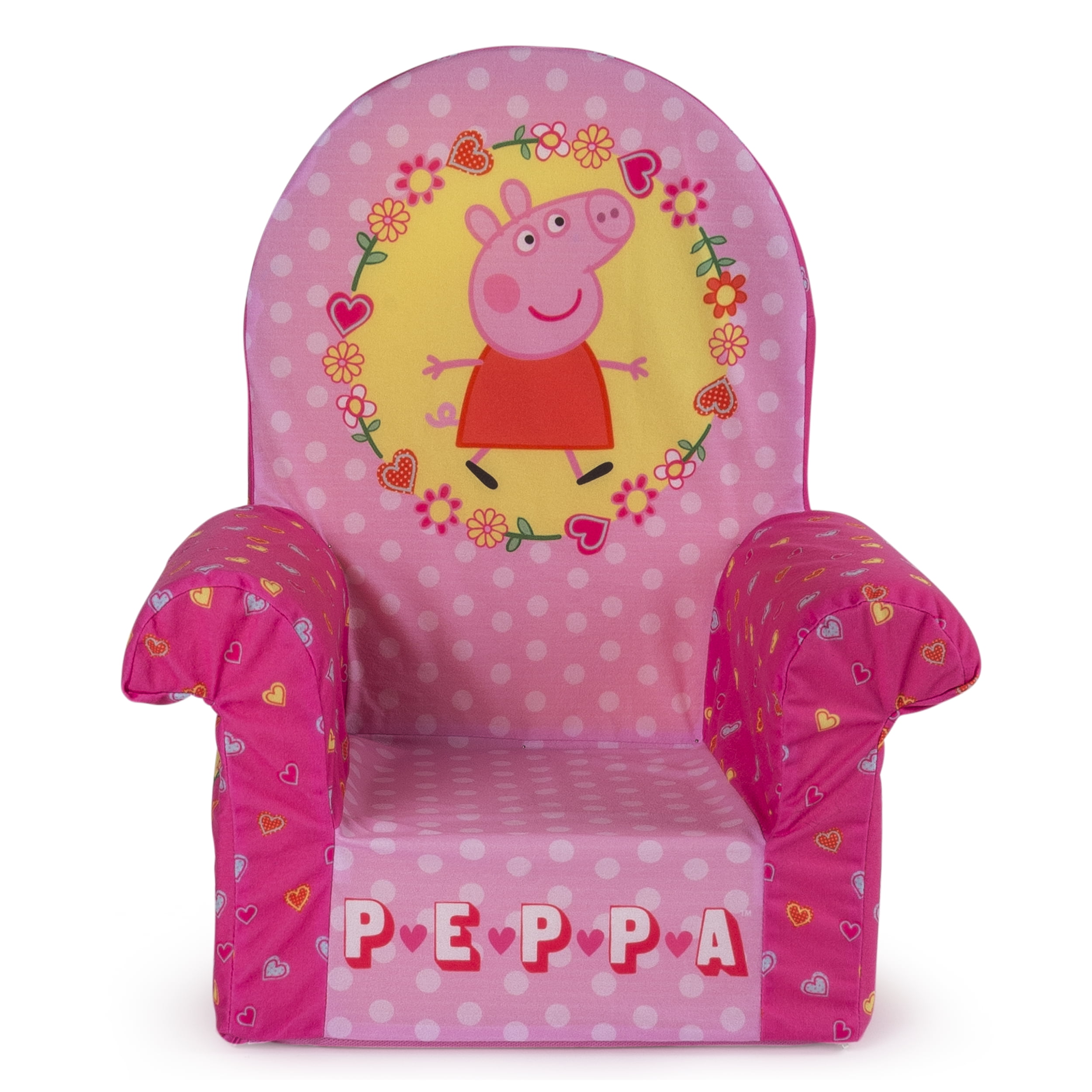 Marshmallow Furniture Foam Toddler Kids High Back Chair, Peppa Pig