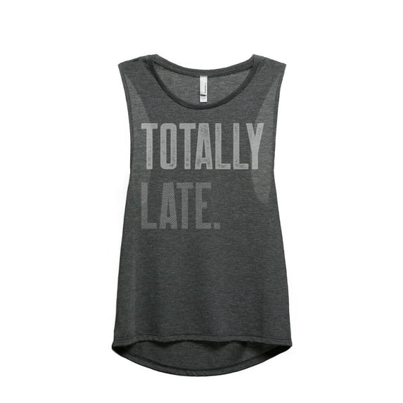 Thread Tank Totally Late Women's Sleeveless Muscle Tank Top Charcoal 2X-Large