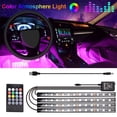 thumbnail image 3 of Labymos Car LED Strip Light, 4pcs 36 LED DC 12V Multicolor Music Car USB Interior, 3 of 7