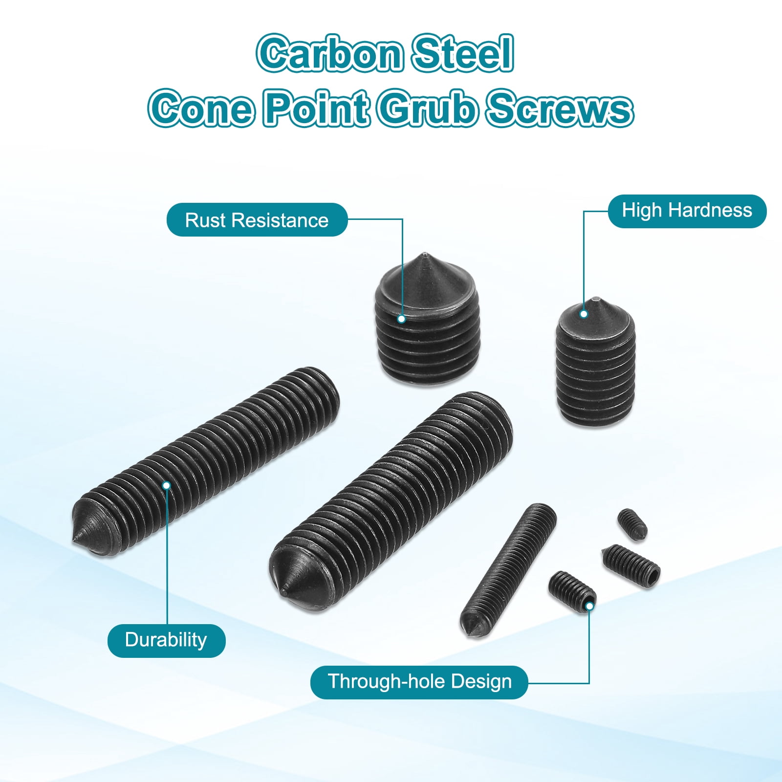 15 Pcs M16x25mm Set Screws, Carbon Steel Cone Point Hex Socket Grub Screw