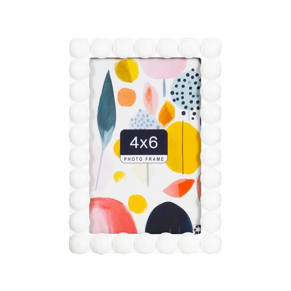 DesignOvation 4x6 Beaded Bright White Decorative Tabletop Picture Frame