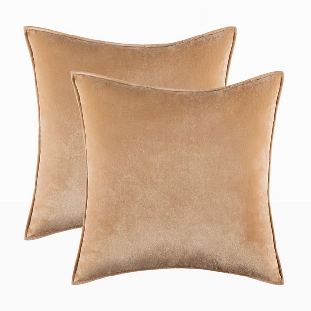 Cterwk - Juego de 2 fundas de cojín de terciopelo, suaves, lisas, decorativas, cuadradas, para sofá, dormitorio, sala de estar, 61 x 61 cm