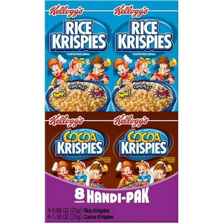Kellogg's Rice Krispies/Cocoa Krispies Cereal Handi-Pak Boxes, 8ct