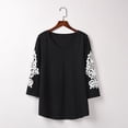 thumbnail image 4 of Babysbule Womens Clearance Tops Women's Lace Three Quarter Sleeve V-Neck T-Shirt Loose Shirts Casual Tee Tops, 4 of 8
