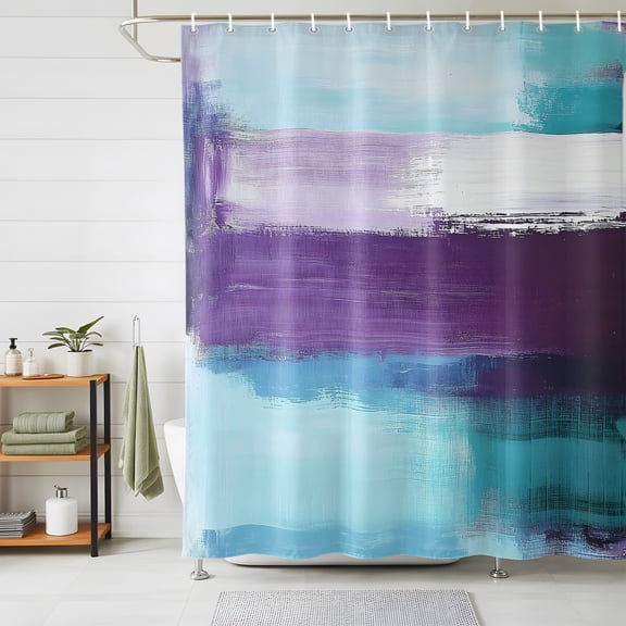 Purple Teal Ombre Shower Curtains for Bathroom, Abstract Modern Oil Painting Gradient Waterproof Fabric Shower Curtain, Decorative Bathroom Curtain for Bathtub, 72"x78" , No Hooks Included