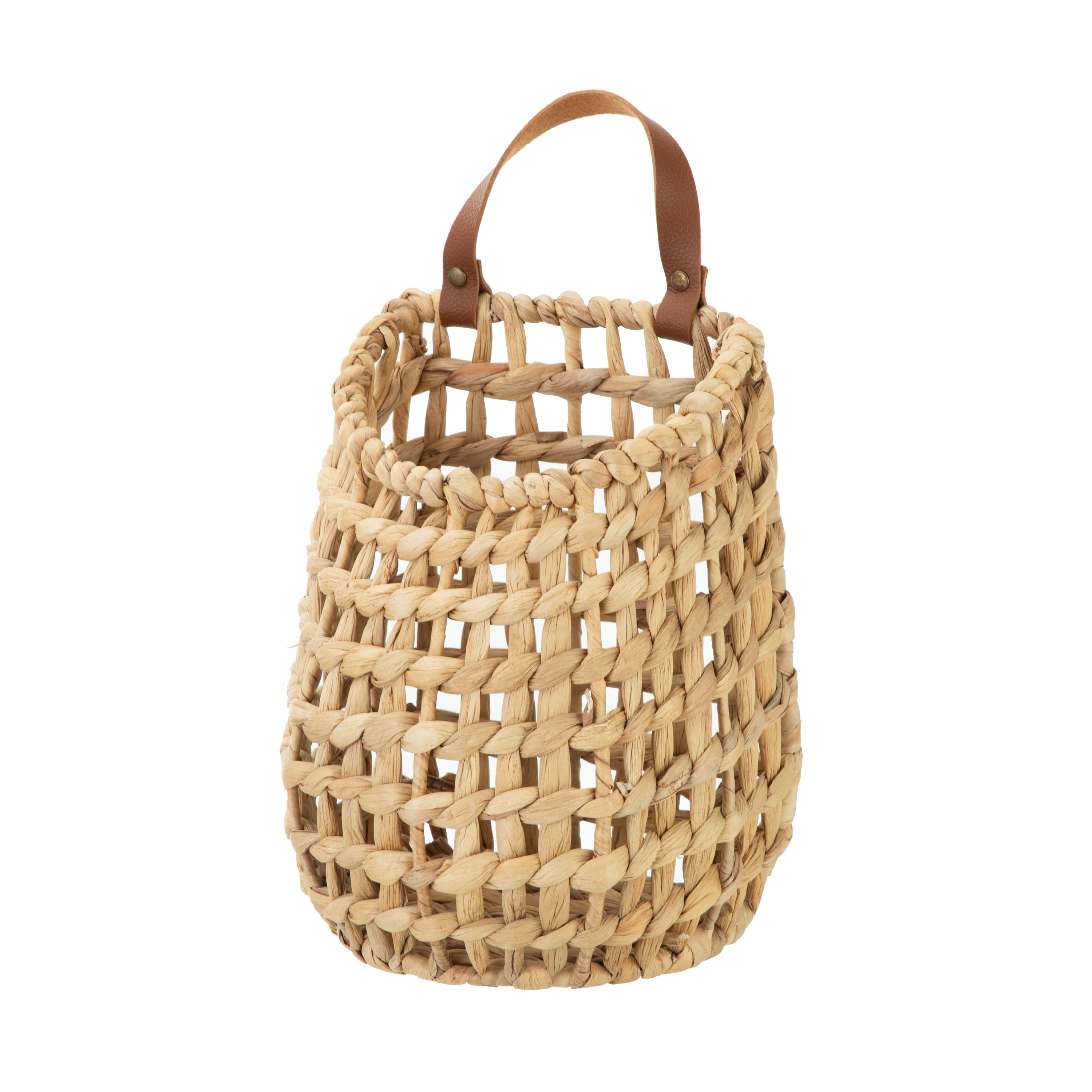 Better Homes & Gardens Water Hyacinth Hanging Basket with Faux Leather Strap
