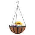 thumbnail image 2 of (Diámetro 35 CM) Cesta de flores colgante de palma de coco de hierro, maceta colgante de orquídea, maceta colgante de jardinería de pared con vegetales y flores de rábano verde suculento, 2 of 5