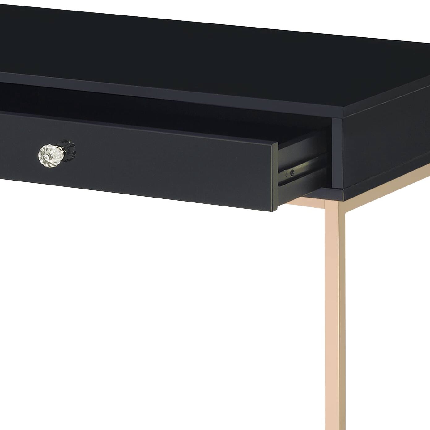 Writing Desk, Black High Gloss & Gold Finish