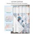 thumbnail image 2 of No Hook Cloth Fabric Shower Curtain with Snap in Liner, Coastal Jellyfish Waterproof Shower Curtains Set with See Through Top Window, Farmhouse Nautical Conch Coral Starfish Bath Curtains 72"x96", 2 of 6