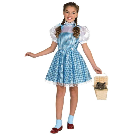 Rubie's Wizard of Oz Dorothy Sequin Girl's Halloween Fancy-Dress Costume for Child, with Hair Bows S (4-6)