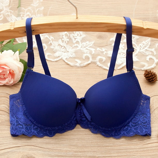 Koszal Sexy Women Solid Color Lace Push Up Underwired Bra Thin