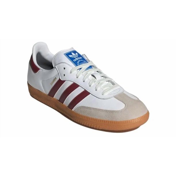 Size 9.5- Ad-id-as Men’s Samba OG Sneaker, White/Burgundy/Gum.