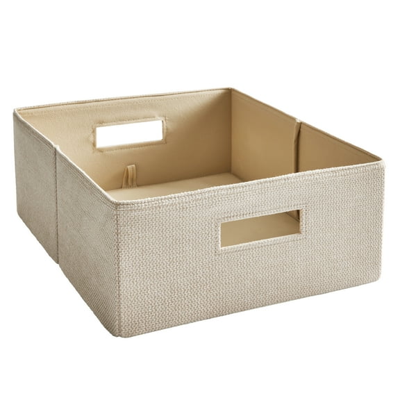 Better Homes & Gardens Half-Size Fabric Storage Bin, Toasted Almond Textured