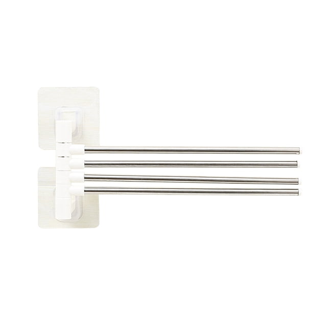 HBFAGFB Hand Towel Holder Stainless Steel Towel Rack 4 In 1 Rotate Punch Kitchen Bathroom Tool White One Size