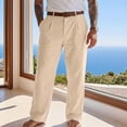 thumbnail image 3 of Stamzod Pants for Men Casual Elastic Waist Cotton Lounge Pants with Pocket Summer Vacation Beach Pants Khaki-5 XXL, 3 of 7