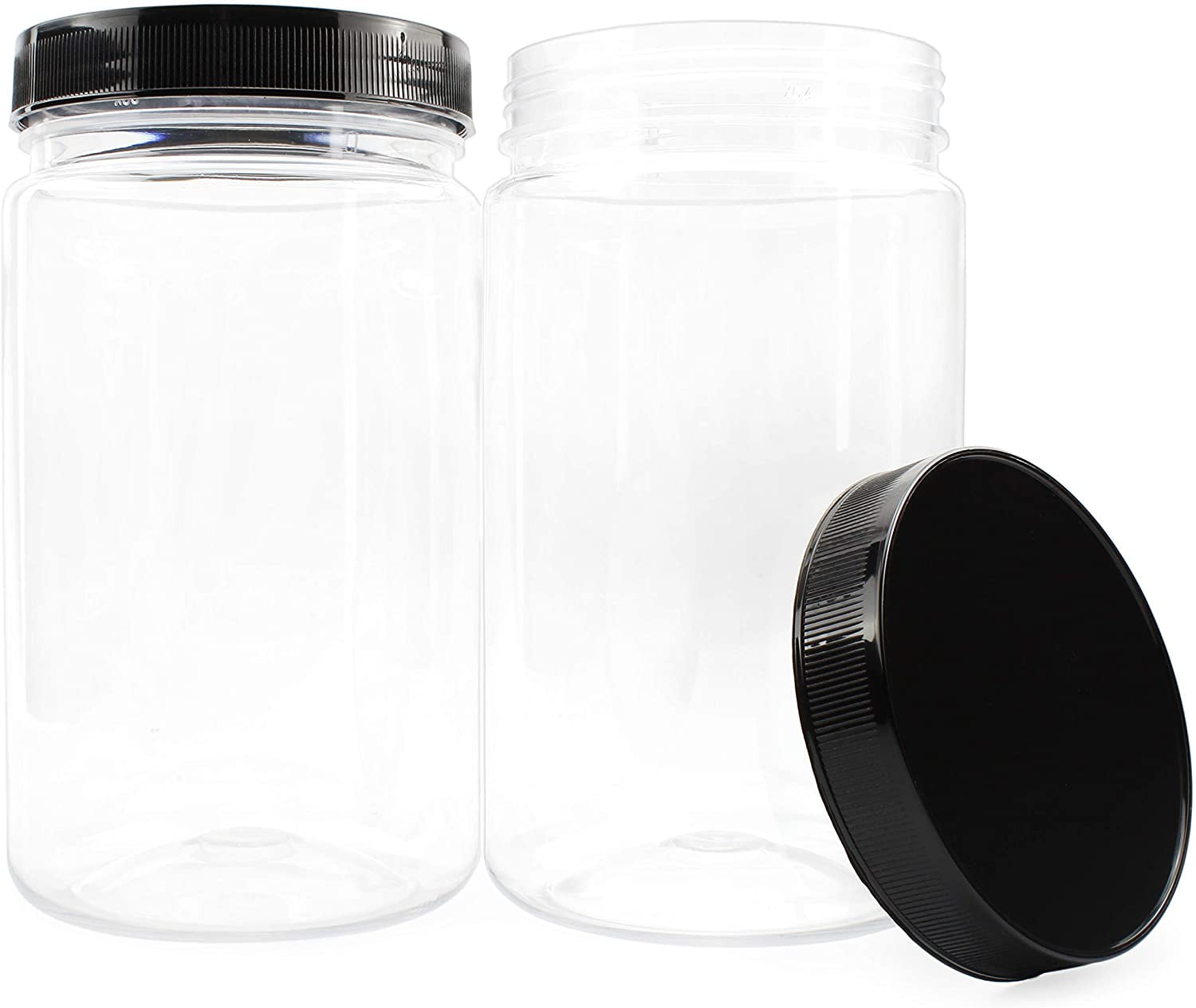 6OZ Plastic Jars with Black Lids 40Pcs Empty Plastic Pot Jars Round Re –  Coco Skin Therapy