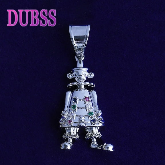 DUBSS Iced Out 3D Robot Necklace Pendant for Men Real Gold Plated Cubic Zirconia Hip Hop Jewelry