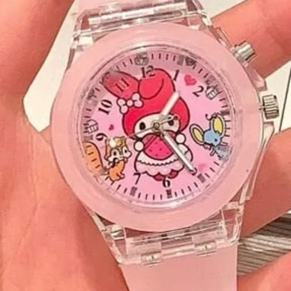 Sanrio Hello Kitty Watches Kawaii Kuromi My Melody Cinnamoroll Student Children LED Luminous Bracelet Watch Kids Birthday Gifts