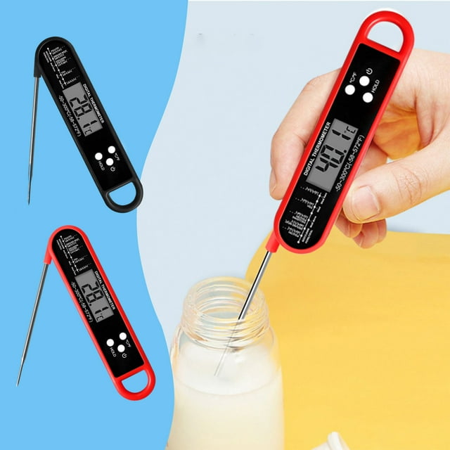 Instant Read Meat Thermometer, Digital Cooking Thermometer with Long Probe, Fast & Accurate, Abs Plastic, Waterproof, for Kitchen Bbq Grill,for Couples,YISHFHP,Black