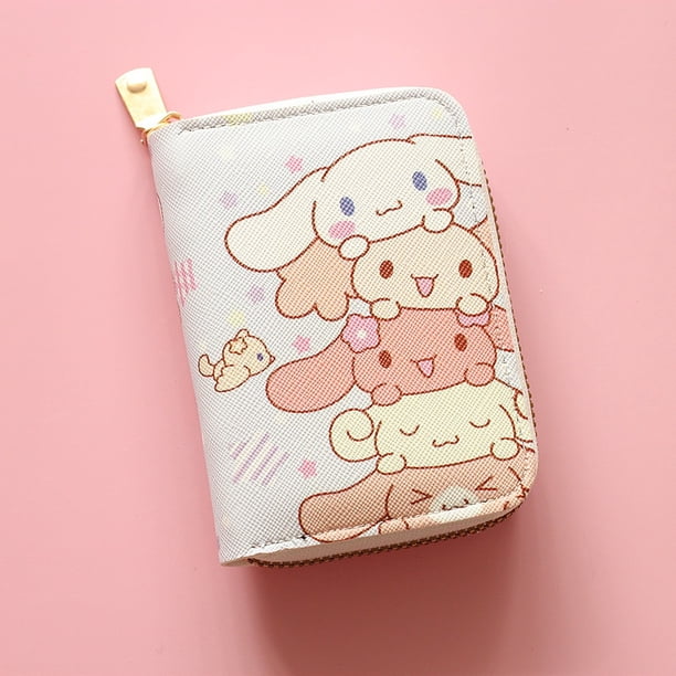 Sanrio-cartera de Anime Hello Kitty para chica, tarjetero con varias ranuras, monedero con cremallera, tarjeta de identificación de licencia de conducir, bolsa de almacenamiento de crédito, regalo