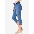 thumbnail image 3 of Roaman's Women's Plus Size Sequin Trim Straight Leg Capri Jean, 3 of 6