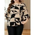 thumbnail image 5 of Cuteduck Women's Plus-Size Top With Five-Quarter Sleeves Women's Printed Crew Neck Shirt Top 1X-4X, 5 of 6