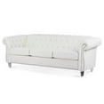 thumbnail image 2 of Living Room Sofa, Modern Upholstered Loveseat with Button Tufted Backrest and Nailhead Trim Armrest, 84 Inch Long Sofa Couch with Acrylic Legs and Padded Seat, 660 lbs Weight Capacity, White, 2 of 7