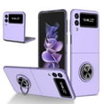 thumbnail image 1 of Compatible with Galaxy Z Flip 3 Case with Ring Grip Anti-Drop, Allytech Ultra Slim Matte PC All-Inclusive Protection Finger Ring Holder Car Mount Supported Stand Case for Samsung Z Flip3 2021, Purple, 1 of 9