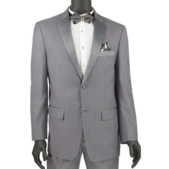 Men's Vinci Suits Grey Slim Fit Notch Tuxedo Size 36 Regular