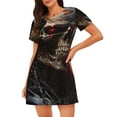 thumbnail image 1 of Disketp Cyberpunk Skull American Flag para Camisón Corto de Manga Corta para Mujeres, Camisón Cómodo con Escote Redondo, Bonito y Confortable, 1 of 6