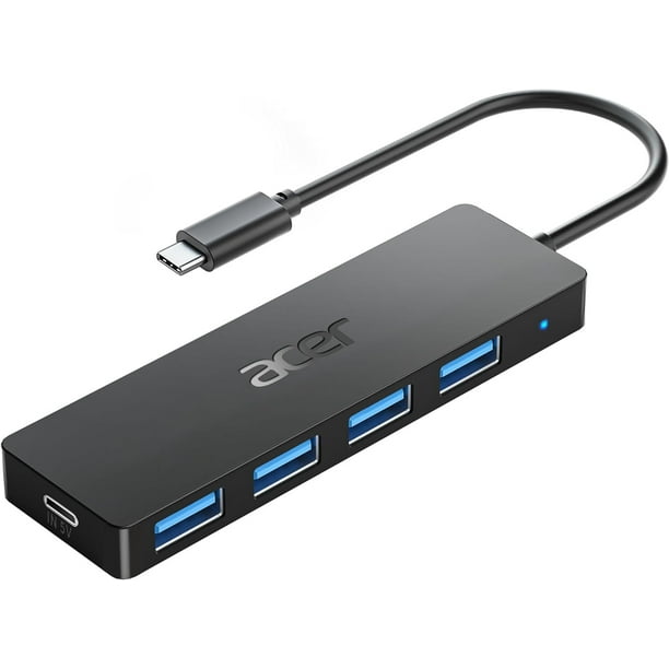 Hub USB C de 4 puertos, concentrador USB 3.0 múltiple, divisor USB-C para portátil con puerto de ali