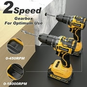 Gisam Cordless Drill Set 21V Power Drill Set with 2Ah Battery 3/8Keyless Chuck 23+3 Position Electric Drill 2 Speed Cordless Hammer Drill,24 Accessories