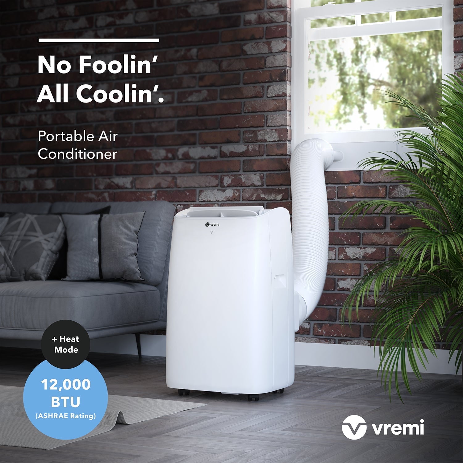 Vremi 12000 BTU Portable Air Conditioner with Heat - Easy to Move AC Unit for Rooms up to 350 Sq Ft - with Powerful Cooling Fan, Reusable Filter, Auto Shut Off (8150 BTU New DOE)