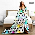 thumbnail image 6 of Super Soft Soccer Blanket Throw Soccer Ball Blankets Lightweight Flannel Warm Cozy Football Blanket Gifts for Sport Fans Kids Adults 50"X40", 6 of 6