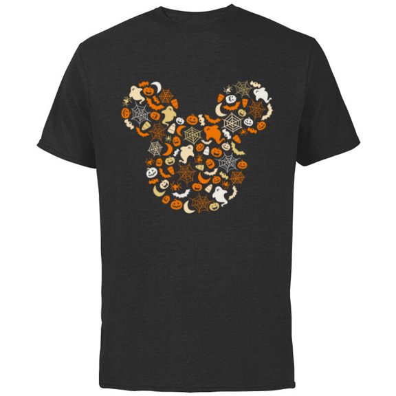 Disney Mickey Mouse Halloween Ghosts Pumpkins Spiders - Short Sleeve Cotton T-Shirt for Adults - Customized-Black