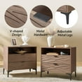 thumbnail image 4 of 2-Drawer Modern End Table with Rear Charging Station V-shaped Design Matal Legs for Living Room Walnut, 4 of 7