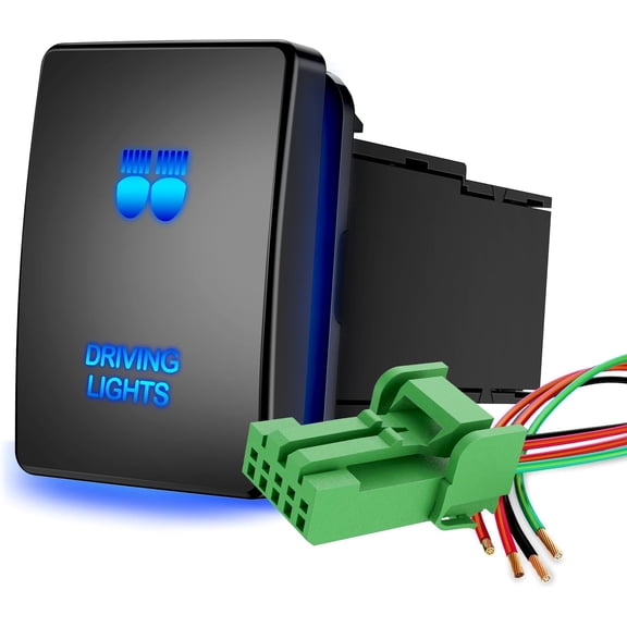 Nilight Driving Lights Push Button Switch 12V ON Off Switches with Connector Wire Kit 1.28" x 0.87" Replacement for Toyota Sequoia Highlander Tacoma Tundra 4Runner RAVR Yaris