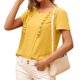thumbnail image 3 of Camiseta de mujer Verano Cuello redondo Manga corta Casual Top suelto, Amarillo, XL Advancent AP001321-08, 3 of 7